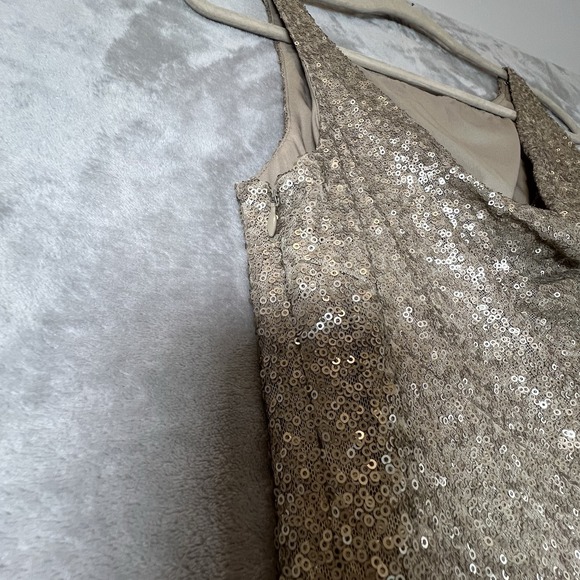 Lauren Ralph Lauren Evening Dress Gold Sequin Sleeveless Cocktail Holiday Sz 12 - Picture 5 of 9